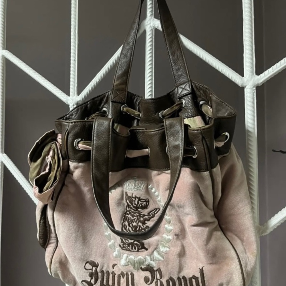 Juicy Couture Pink and Brown Totes with Structured Design